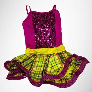 Weissman “I’m Still Standing” Dance Costume MC Pink Yellow Sequin NEW